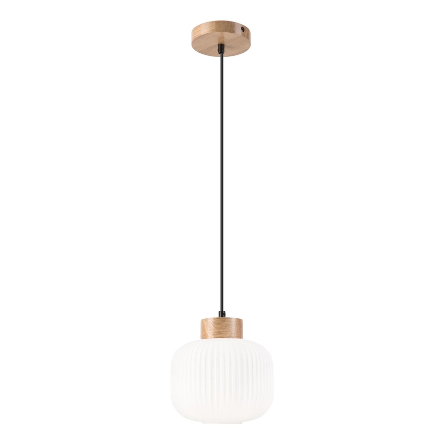 Lustr na lanku HARMONY 1xE27/15W/230V pr. 20 cm bílá/dub