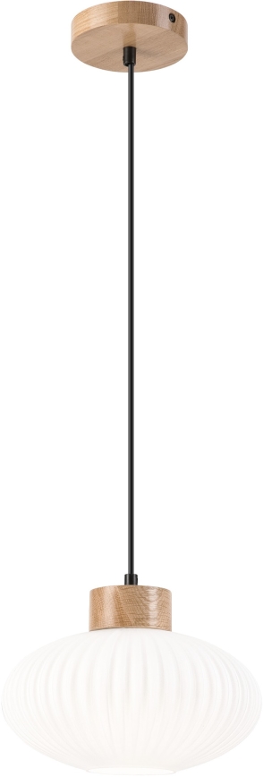 Lustr na lanku HARMONY 1xE27/15W/230V pr. 25 cm bílá/dub