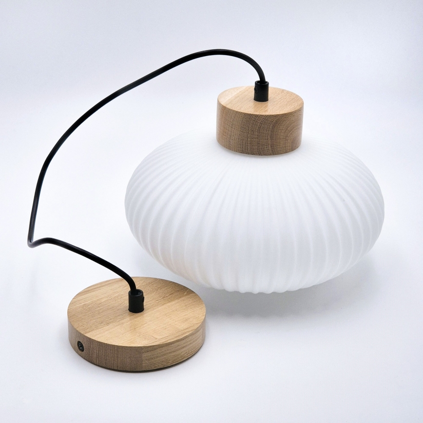 Lustr na lanku HARMONY 1xE27/15W/230V pr. 25 cm bílá/dub