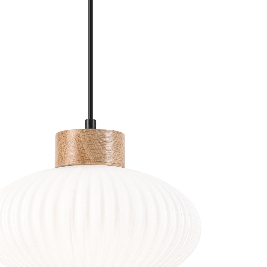 Lustr na lanku HARMONY 1xE27/15W/230V pr. 25 cm bílá/dub