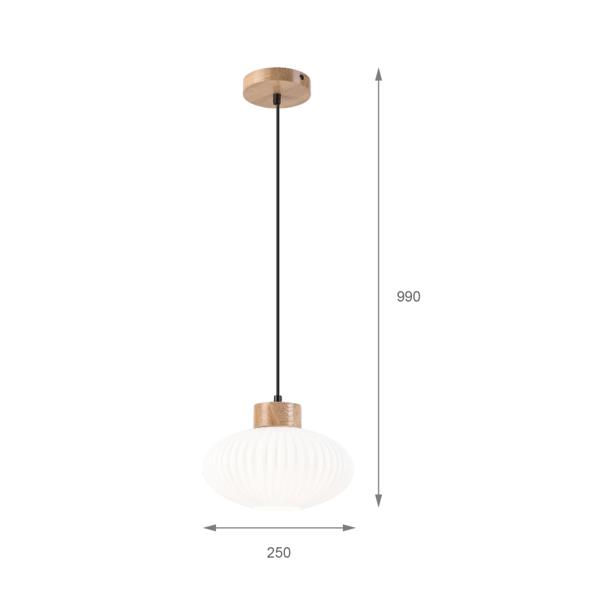 Lustr na lanku HARMONY 1xE27/15W/230V pr. 25 cm bílá/dub