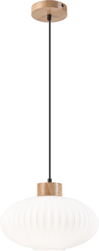Lustr na lanku HARMONY 1xE27/15W/230V pr. 30 cm bílá/dub