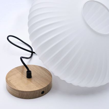Lustr na lanku HARMONY 1xE27/15W/230V pr. 30 cm bílá/dub