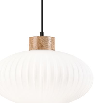 Lustr na lanku HARMONY 1xE27/15W/230V pr. 30 cm bílá/dub