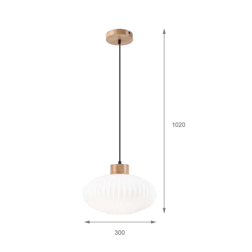 Lustr na lanku HARMONY 1xE27/15W/230V pr. 30 cm bílá/dub