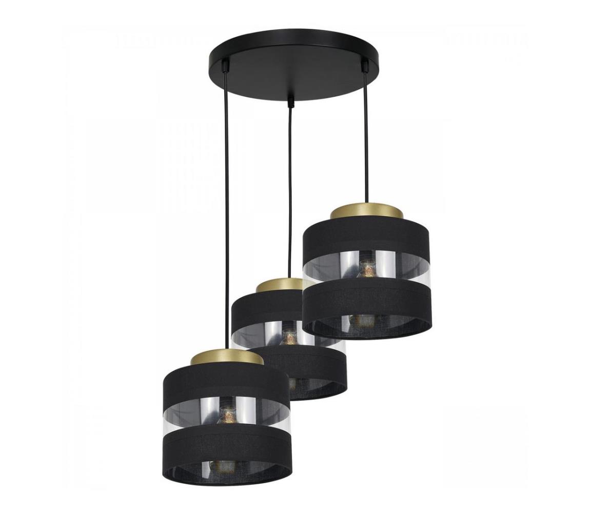 Luminex Lustr na lanku HAVARD 3xE27/60W/230V černá/mosaz kulatý LU1849