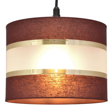 Lustr na lanku HELEN 1xE27/15W/230V pr. 20 cm hnědá/černá/zlatá