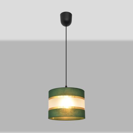 Lustr na lanku HELEN 1xE27/15W/230V pr. 20 cm zelená/zlatá