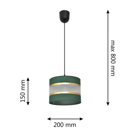 Lustr na lanku HELEN 1xE27/15W/230V pr. 20 cm zelená/zlatá