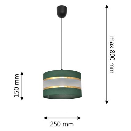 Lustr na lanku HELEN 1xE27/15W/230V pr. 25 cm zelená/zlatá