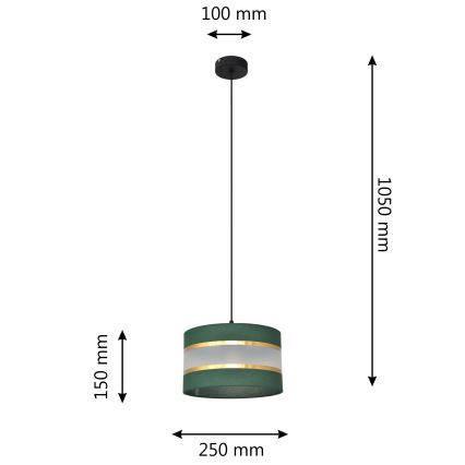 Lustr na lanku HELEN 1xE27/15W/230V pr. 25 cm zelená/zlatá