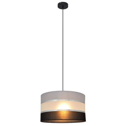 Lustr na lanku HELEN 1xE27/15W/230V pr. 35 cm černá/šedá/stříbrná
