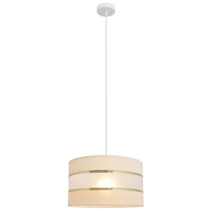 Lustr na lanku HELEN 1xE27/15W/230V pr. 35 cm krémová/zlatá