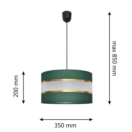 Lustr na lanku HELEN 1xE27/15W/230V pr. 35 cm zelená/zlatá