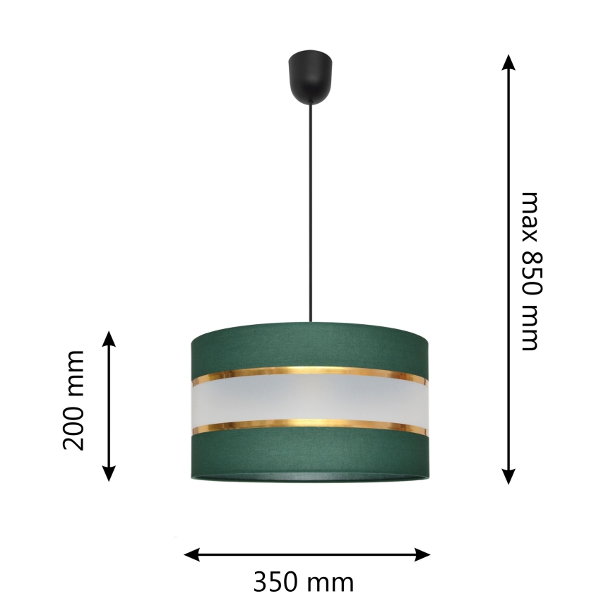Lustr na lanku HELEN 1xE27/15W/230V pr. 35 cm zelená/zlatá