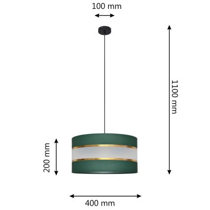 Lustr na lanku HELEN 1xE27/15W/230V pr. 40 cm zelená/zlatá
