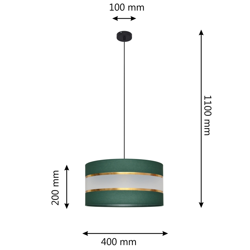 Lustr na lanku HELEN 1xE27/15W/230V pr. 40 cm zelená/zlatá