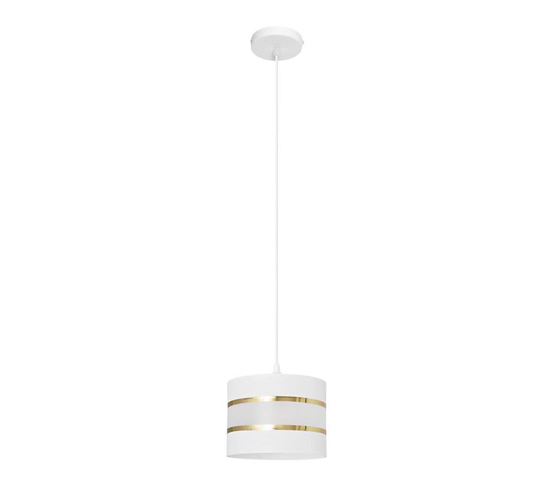 Helam Lustr na lanku HELEN 1xE27/60W/230V pr. 20 cm bílá/zlatá HE1204