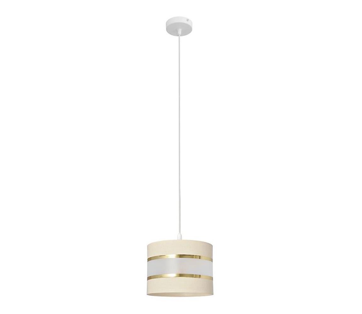 Helam Lustr na lanku HELEN 1xE27/60W/230V pr. 20 cm krémová/zlatá HE1269