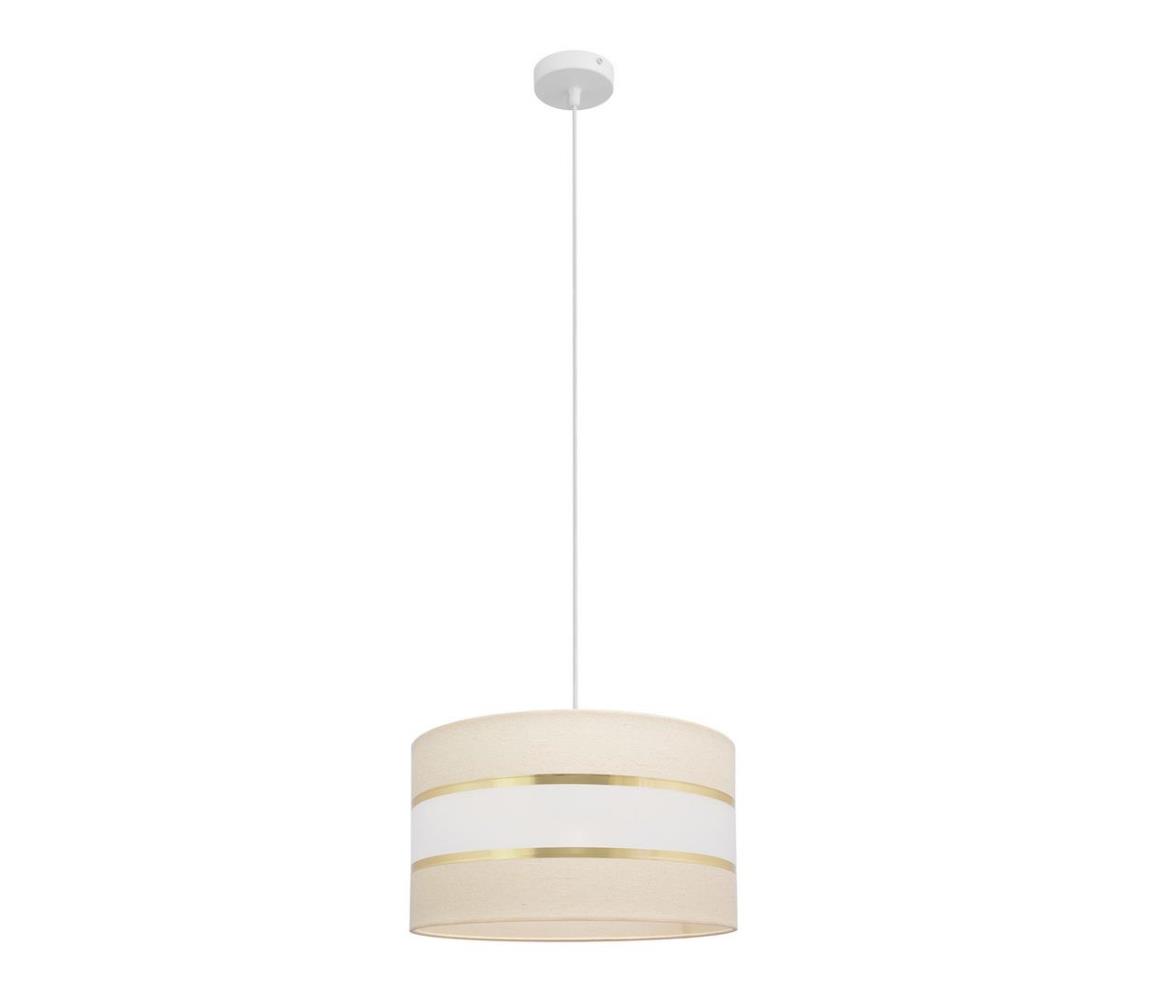 Helam Lustr na lanku HELEN 1xE27/60W/230V pr. 35 cm krémová/zlatá HE1270