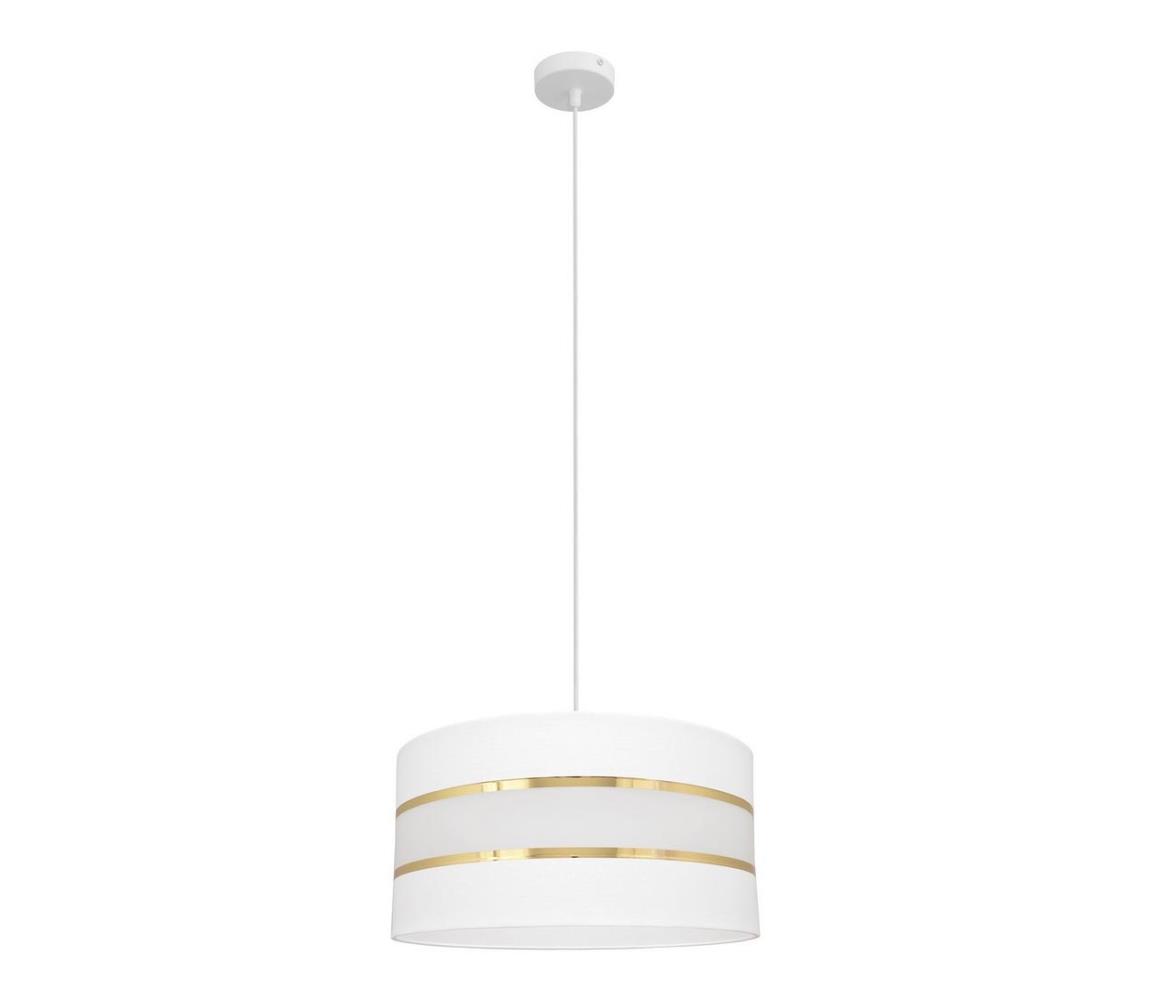 Helam Lustr na lanku HELEN 1xE27/60W/230V pr. 40 cm bílá/zlatá HE1206