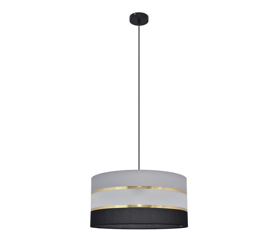 Helam Lustr na lanku HELEN 1xE27/60W/230V pr. 40 cm černá/šedá/zlatá HE1230