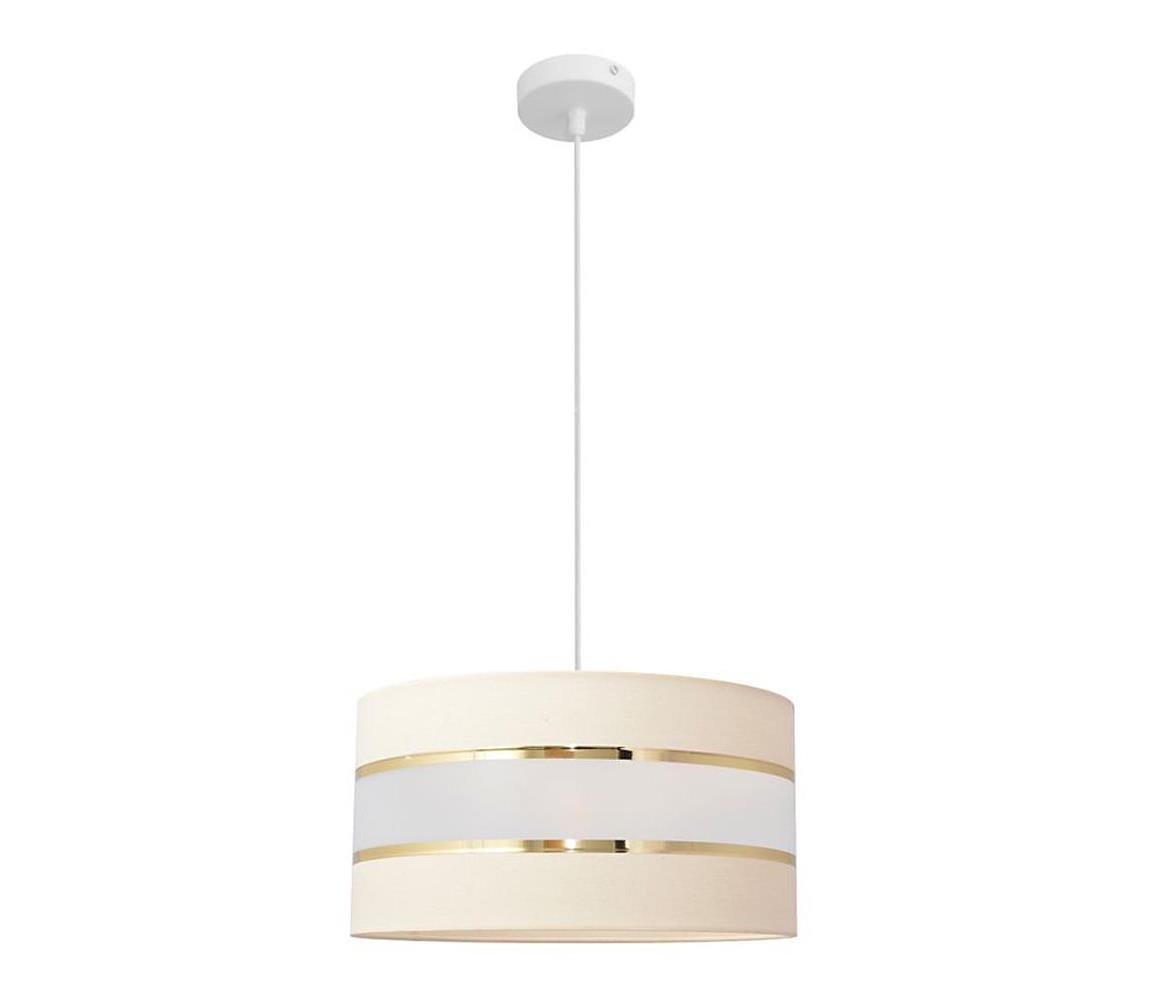 Helam Lustr na lanku HELEN 1xE27/60W/230V pr. 40 cm krémová/zlatá HE1271