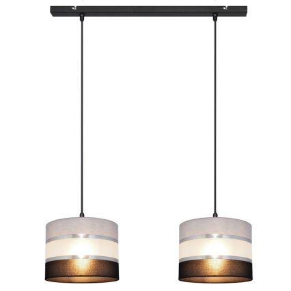 Lustr na lanku HELEN 2xE27/15W/230V černá/šedá/stříbrná