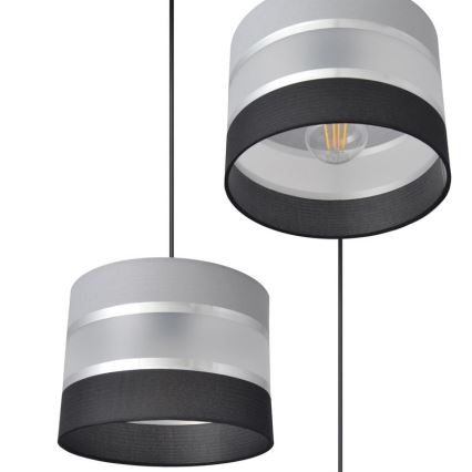 Lustr na lanku HELEN 3xE27/15W/230V černá/šedá/stříbrná