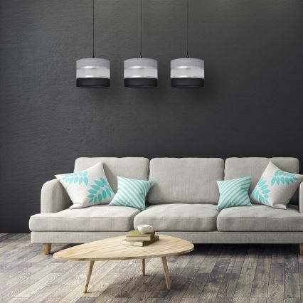 Lustr na lanku HELEN 3xE27/15W/230V černá/šedá/stříbrná