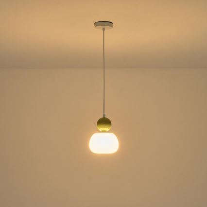 Lustr na lanku HELIOS 1xG9/7W/230V bílá/zelená