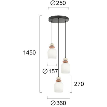 Lustr na lanku HILDA 3xE14/40W/230V černá/hnědá
