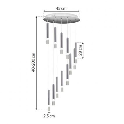 Lustr na lanku ICE 12xLED/1W/230V