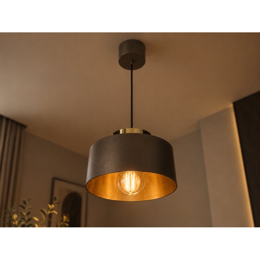 Lustr na lanku IGNIA 1xE27/60W/230V hnědá/zlatá
