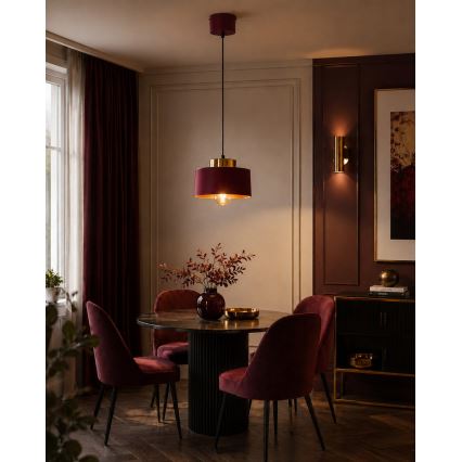 Lustr na lanku IGNIA 1xE27/60W/230V vínová/zlatá