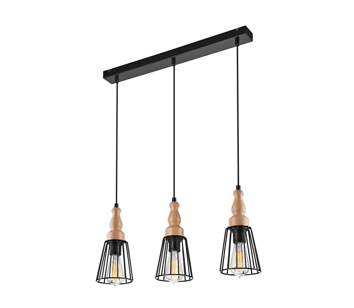 Lamkur Lustr na lanku INGRID 3xE27/60W/230V černá LA36588
