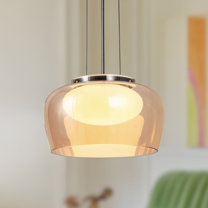 Lustr na lanku INSIEME 1xGX53/10W/230V pr. 35 cm kouřová béžová