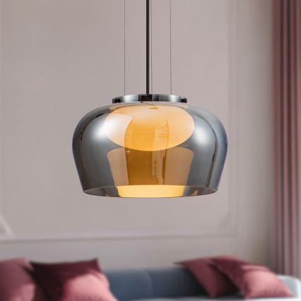 Lustr na lanku INSIEME 1xGX53/10W/230V pr. 35 cm kouřová černá