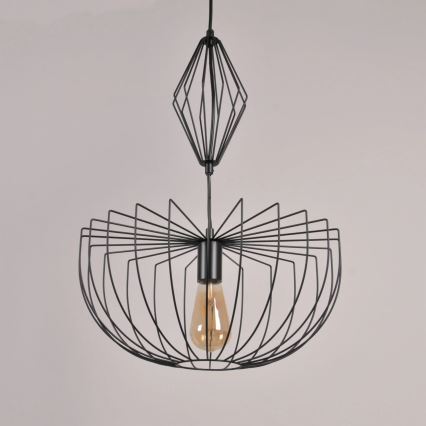 Lustr na lanku JASMINA 1xE27/20W/230V pr. 40 cm černá