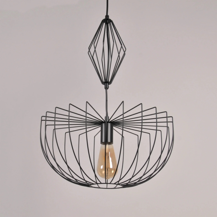 Lustr na lanku JASMINA 1xE27/20W/230V pr. 40 cm černá