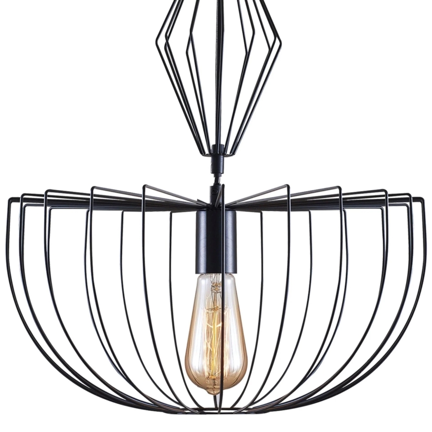 Lustr na lanku JASMINA 1xE27/20W/230V pr. 40 cm černá