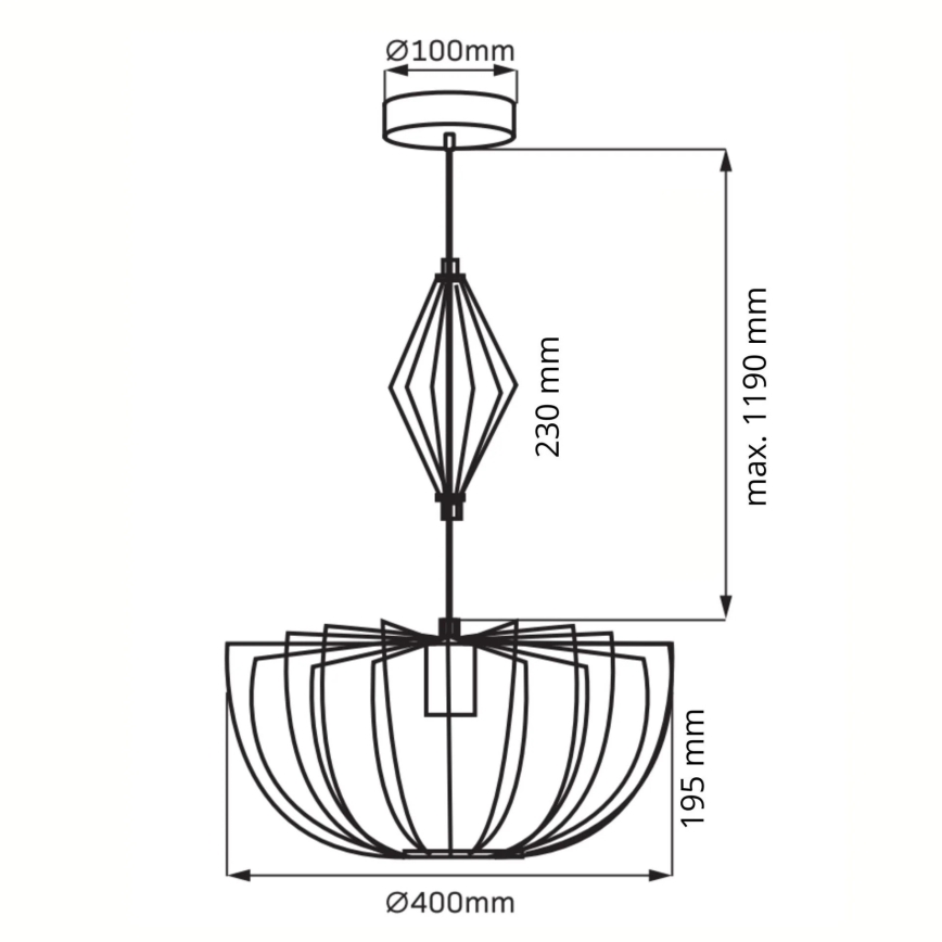 Lustr na lanku JASMINA 1xE27/20W/230V pr. 40 cm černá