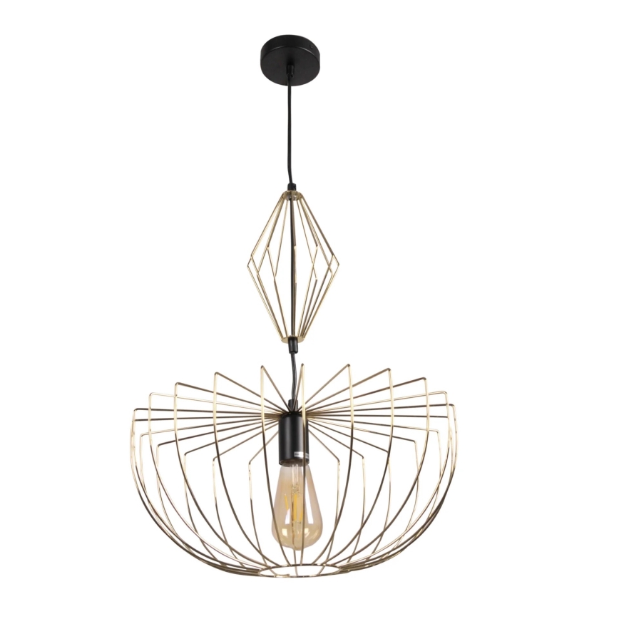 Lustr na lanku JASMINA 1xE27/20W/230V pr. 40 cm zlatá