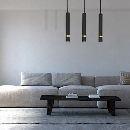 Lustr na lanku JOKER 3xGU10/25W/230V černá/zlatá