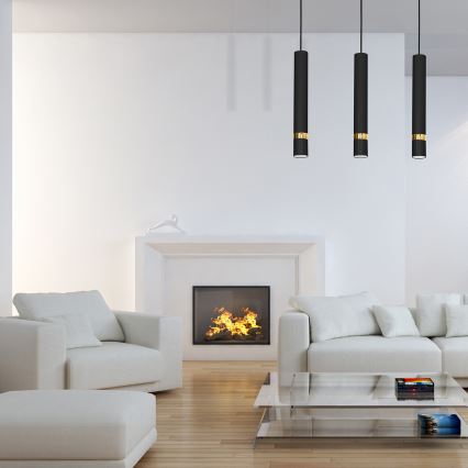 Lustr na lanku JOKER 3xGU10/25W/230V černá/zlatá