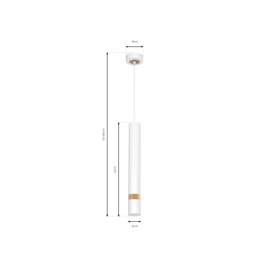Lustr na lanku JOKER WHITE WOOD 1xGU10/8W/230V