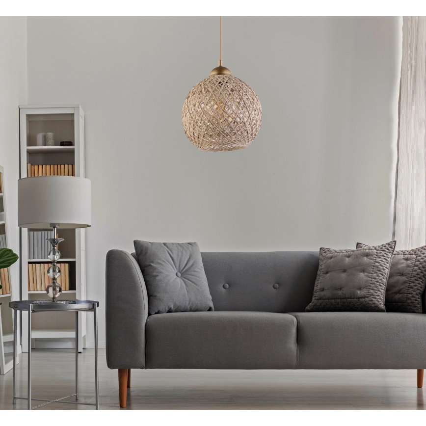 Lustr na lanku JUTE 1xE27/60W/230V béžová