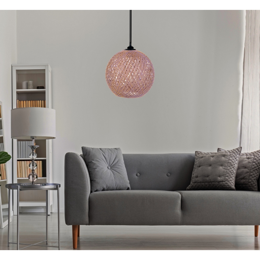 Lustr na lanku JUTE 1xE27/60W/230V růžová