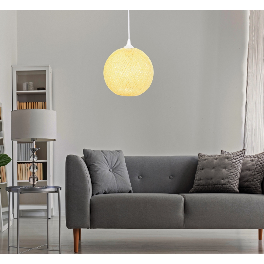 Lustr na lanku JUTE 1xE27/60W/230V žlutá