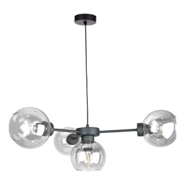 Lustr na lanku KALIOPE 4xE27/60W/230V černá/čirá